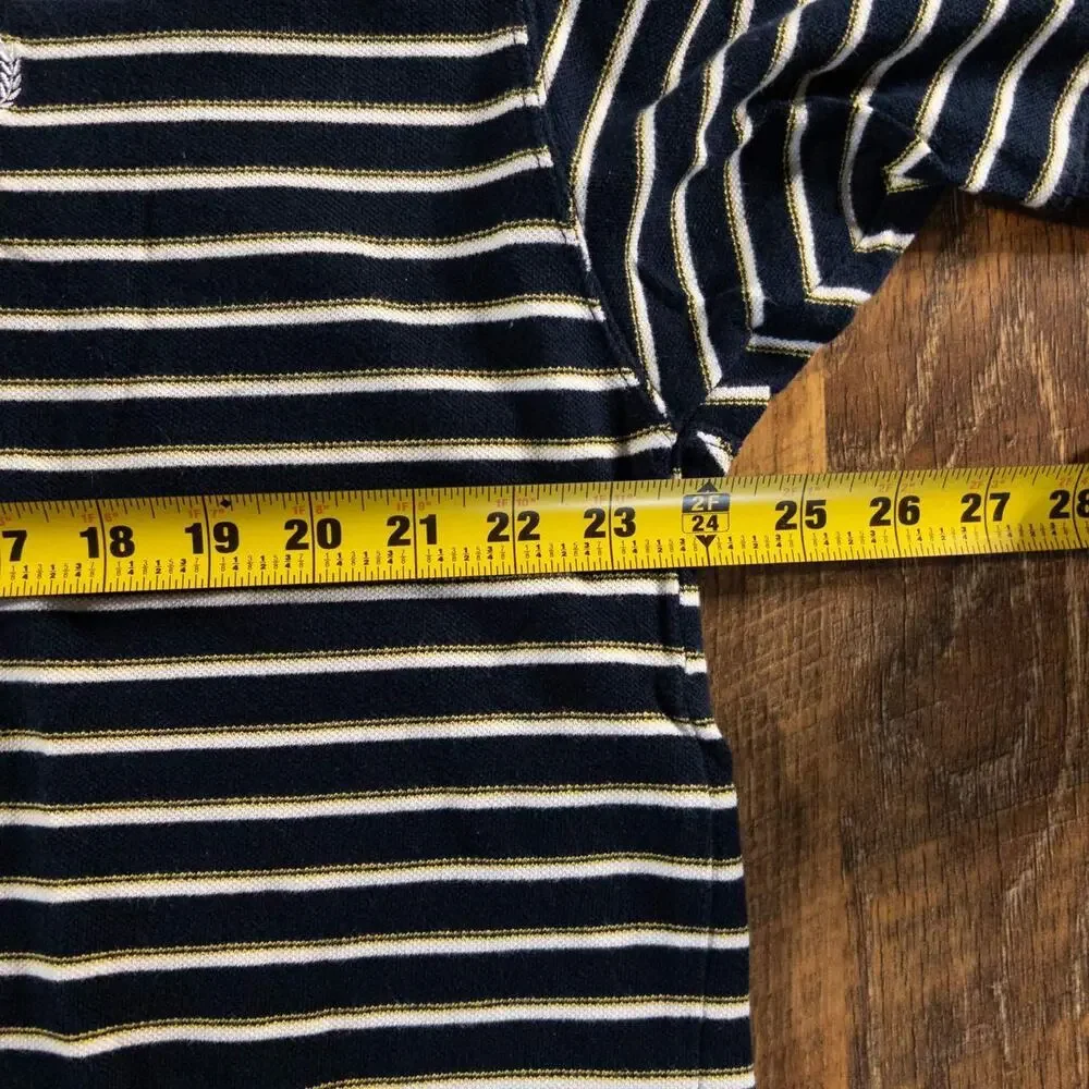 Vintage 90s Chaps Ralph Lauren Navy Gold Striped Polo Shirt Men's XXL